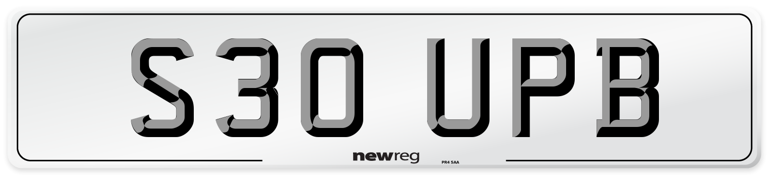 S30 UPB Number Plate from New Reg